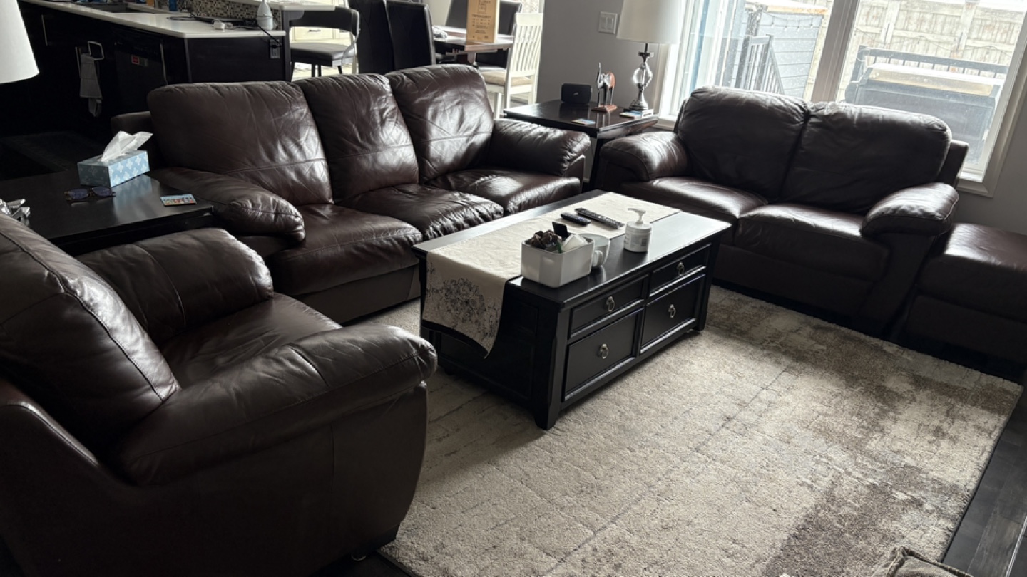 Brown Leather Sofa Set