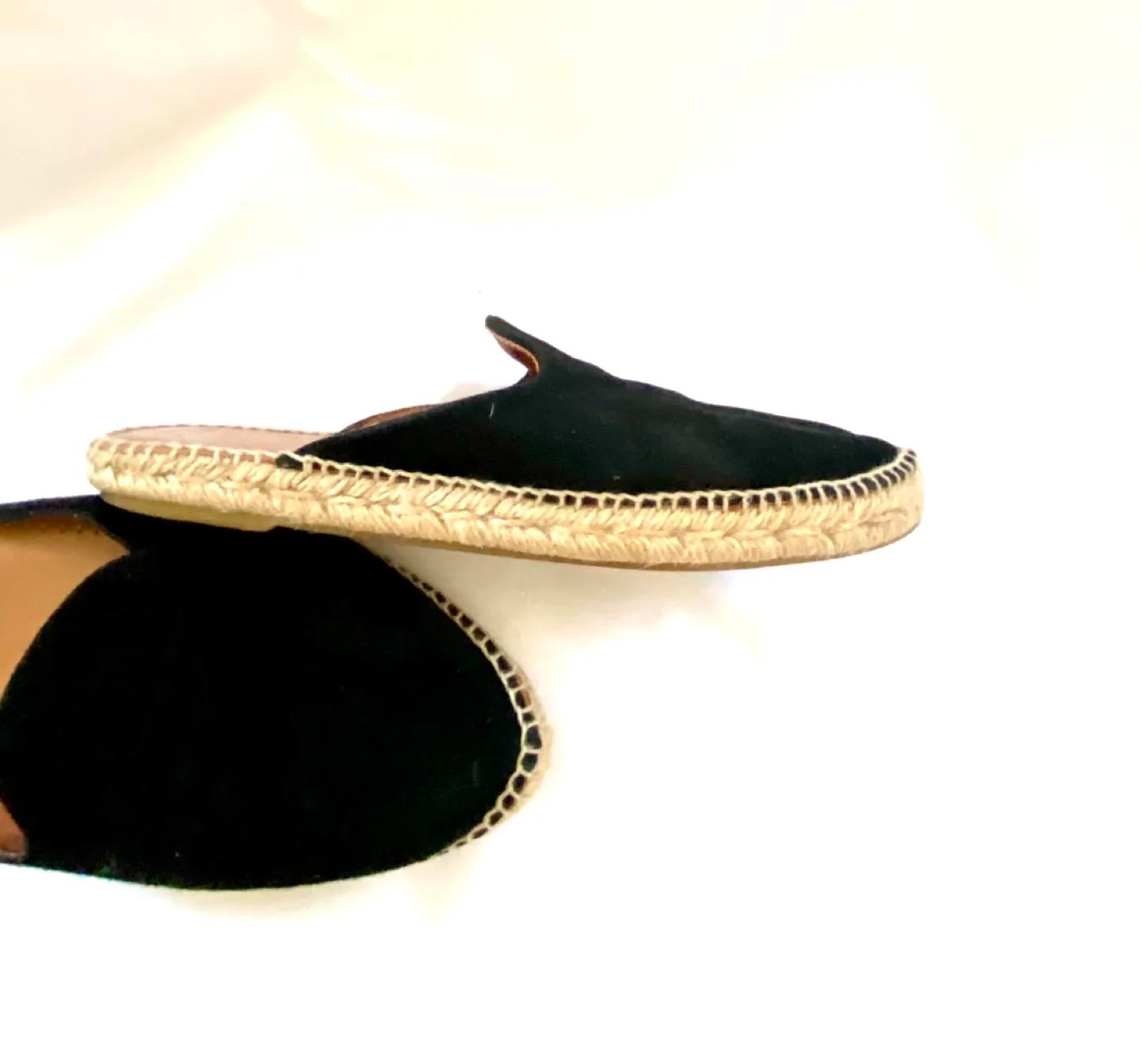 Pima2 Black Suede Espadrille Mules Slip On Black Sz 8 image indicator(3)