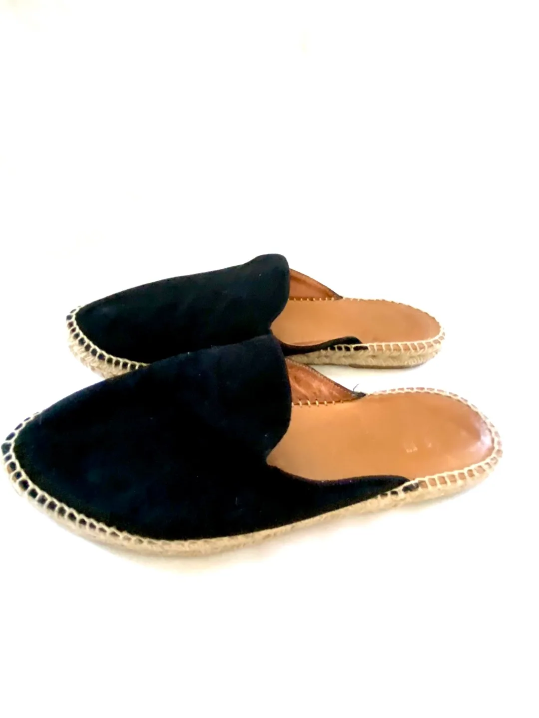 Pima2 Black Suede Espadrille Mules Slip On Black Sz 8 image indicator(2)