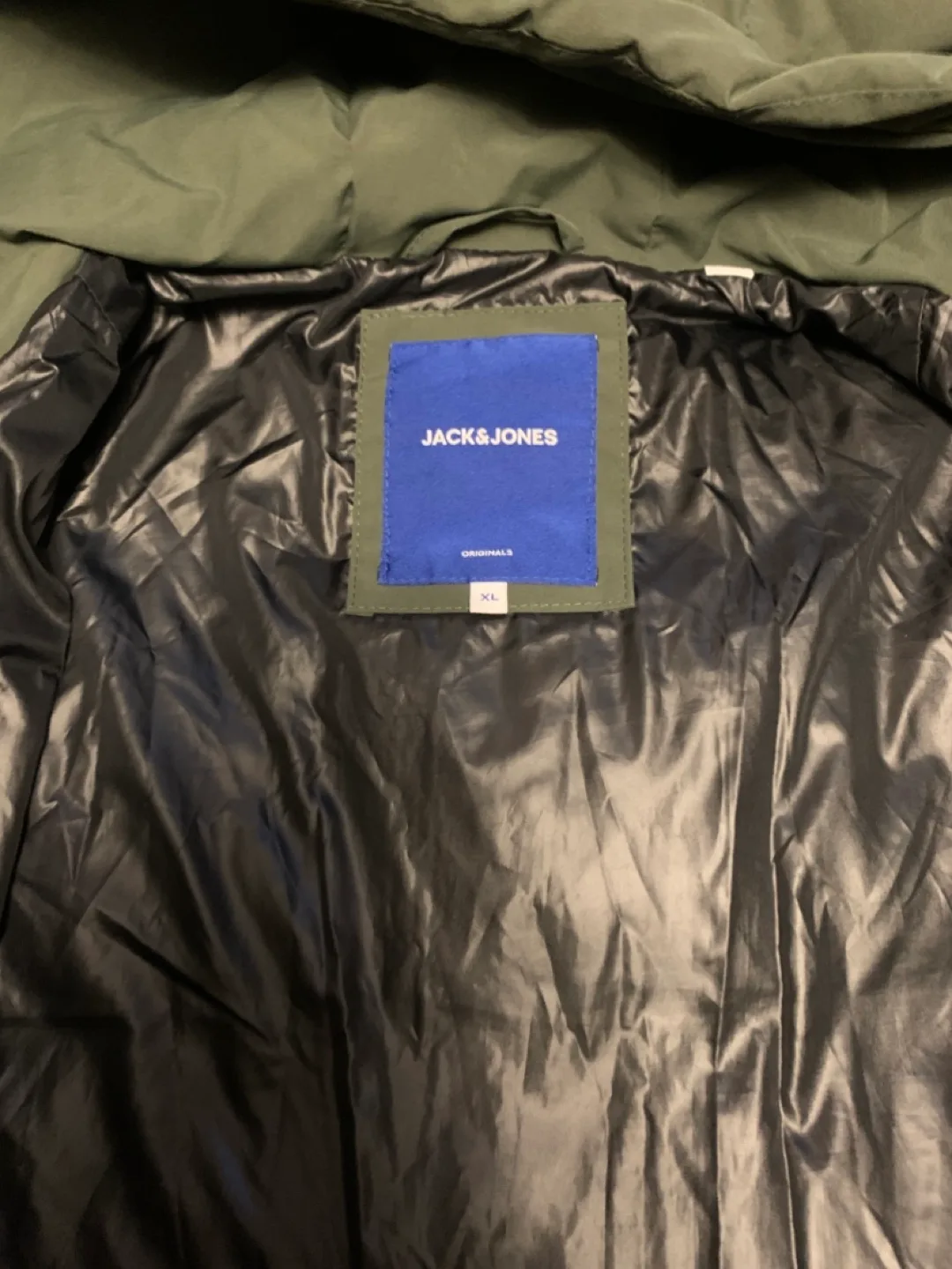 Men's Jack & Jones Originals Olive Green Puffer Jacket - Size XL image indicator(3)