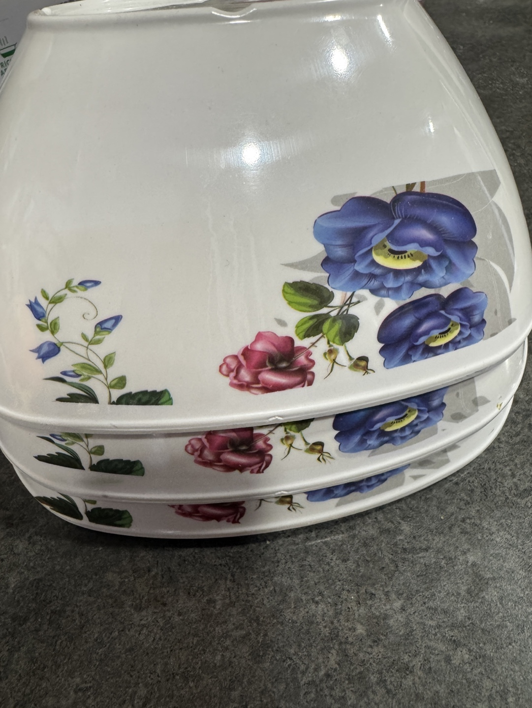 Set of three floral melamine bowls
