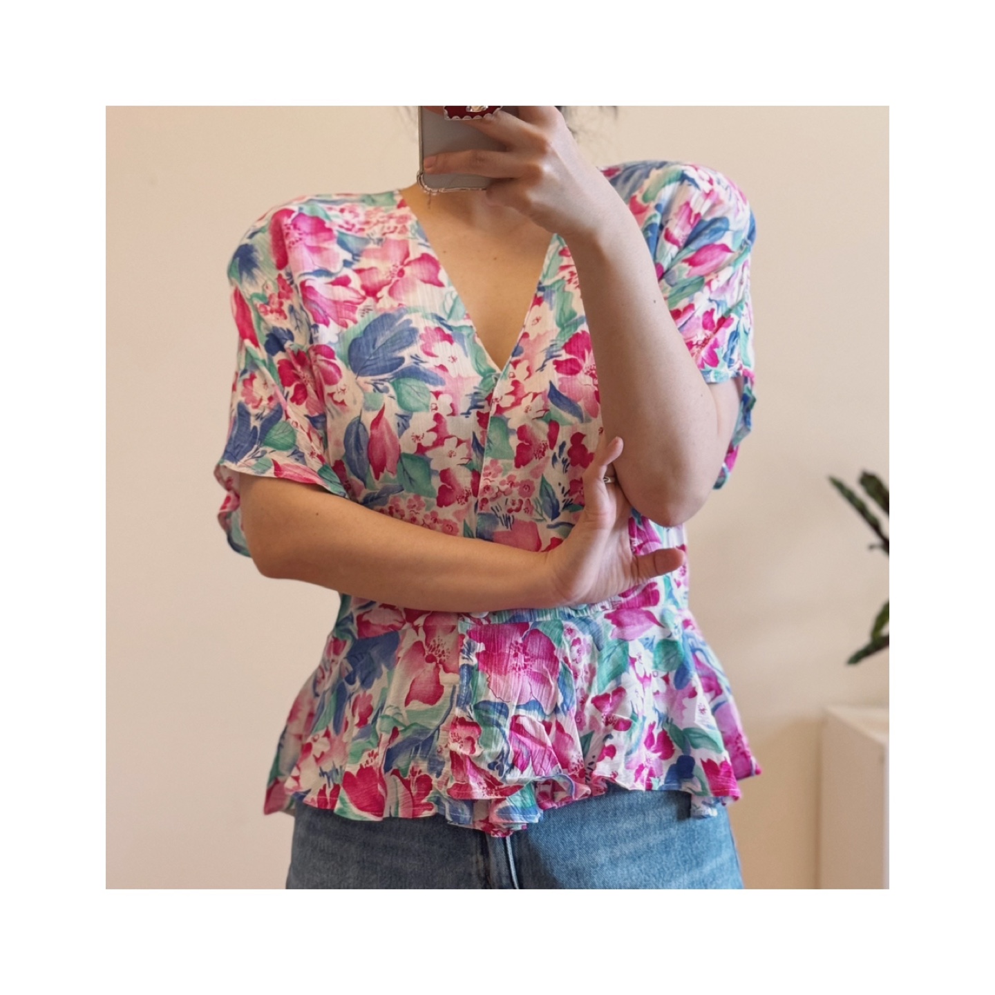 England Vintage 100% Viscose Floral Wrap Blouse - photo 2