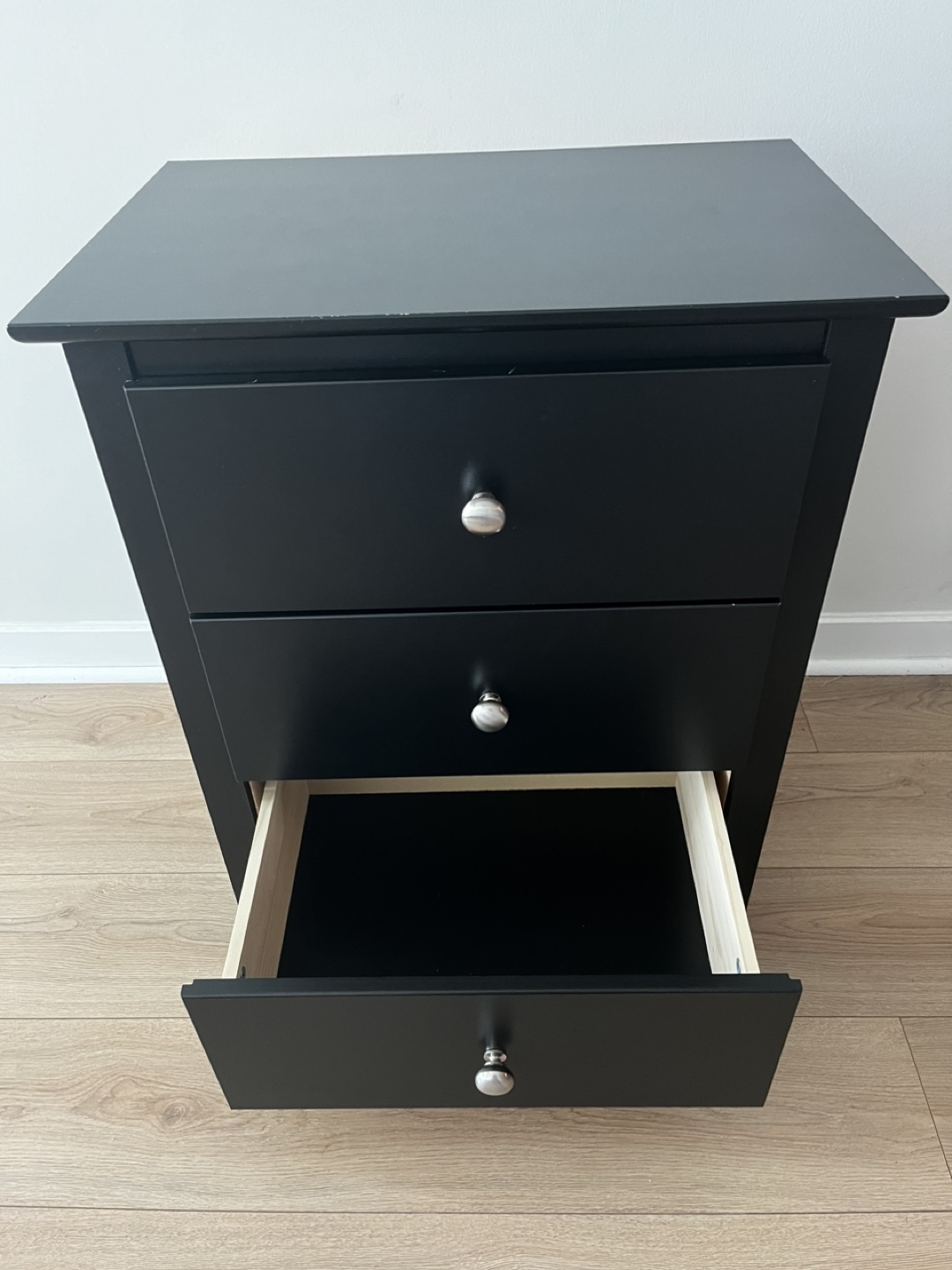 Black 3-Drawer Nightstand - photo 2