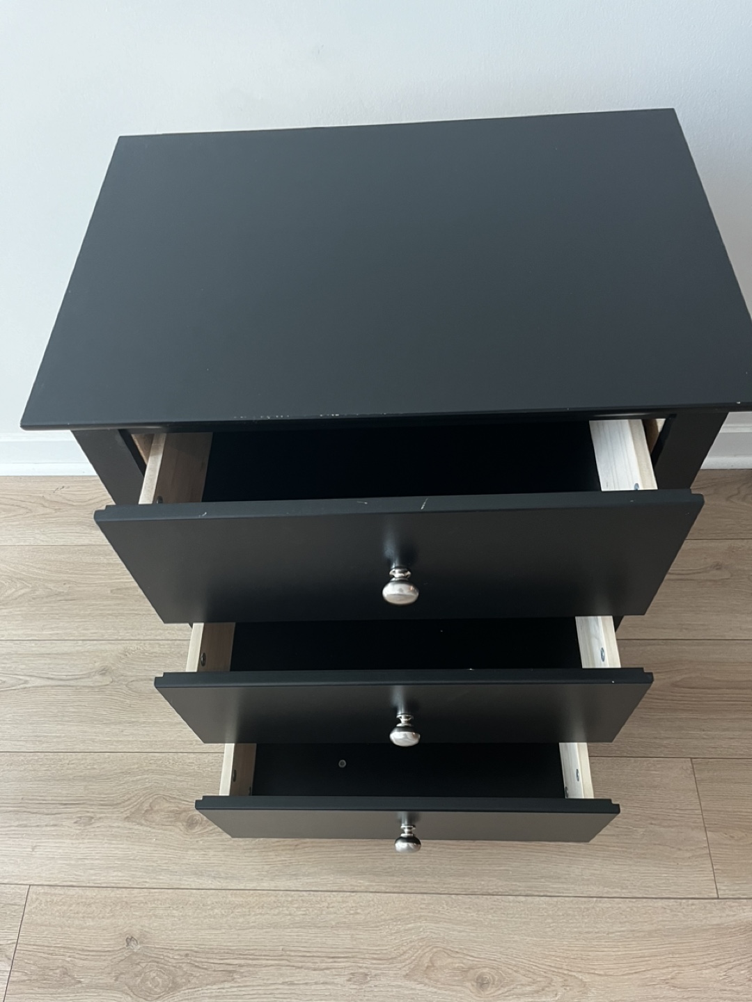 Black 3-Drawer Nightstand - photo 5