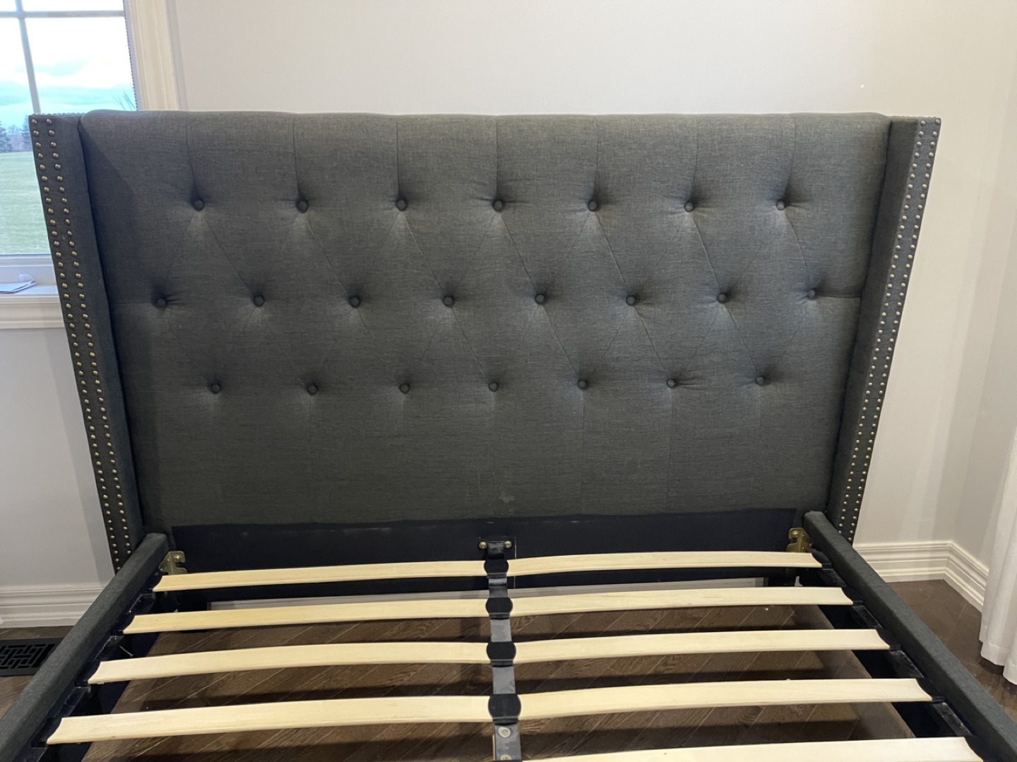 Queen Size Upholstered Wingback Bed Frame - photo 2