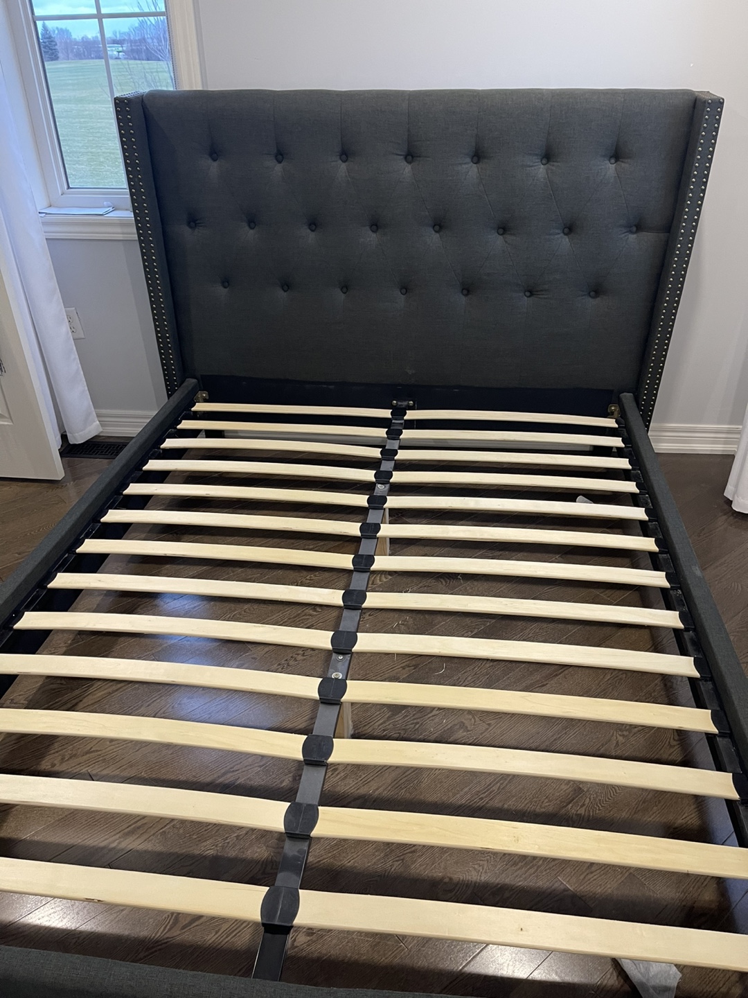 Queen Size Upholstered Wingback Bed Frame - photo 3