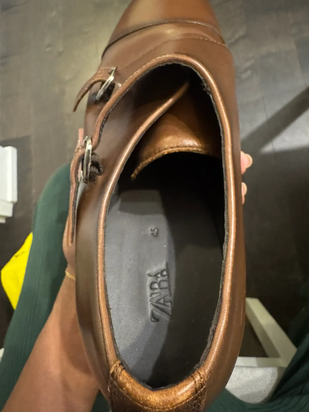 Brand new Zara Men's Brown Leather Monk Strap Shoes - Size 45 image indicator(3)