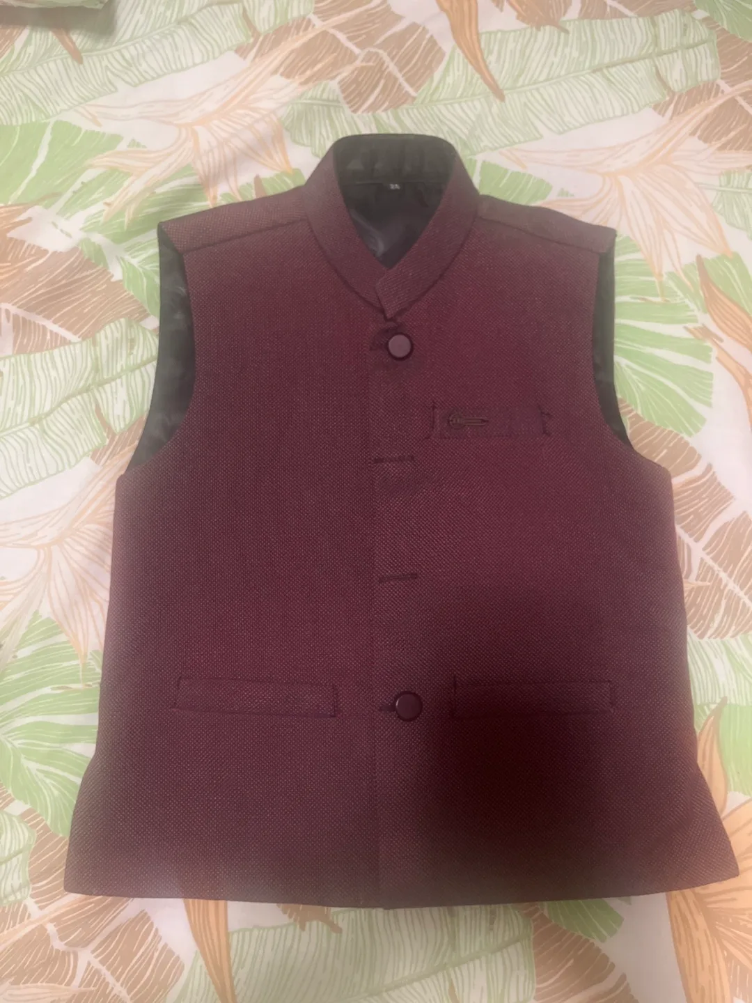 Burgundy Nehru Vest Size 24