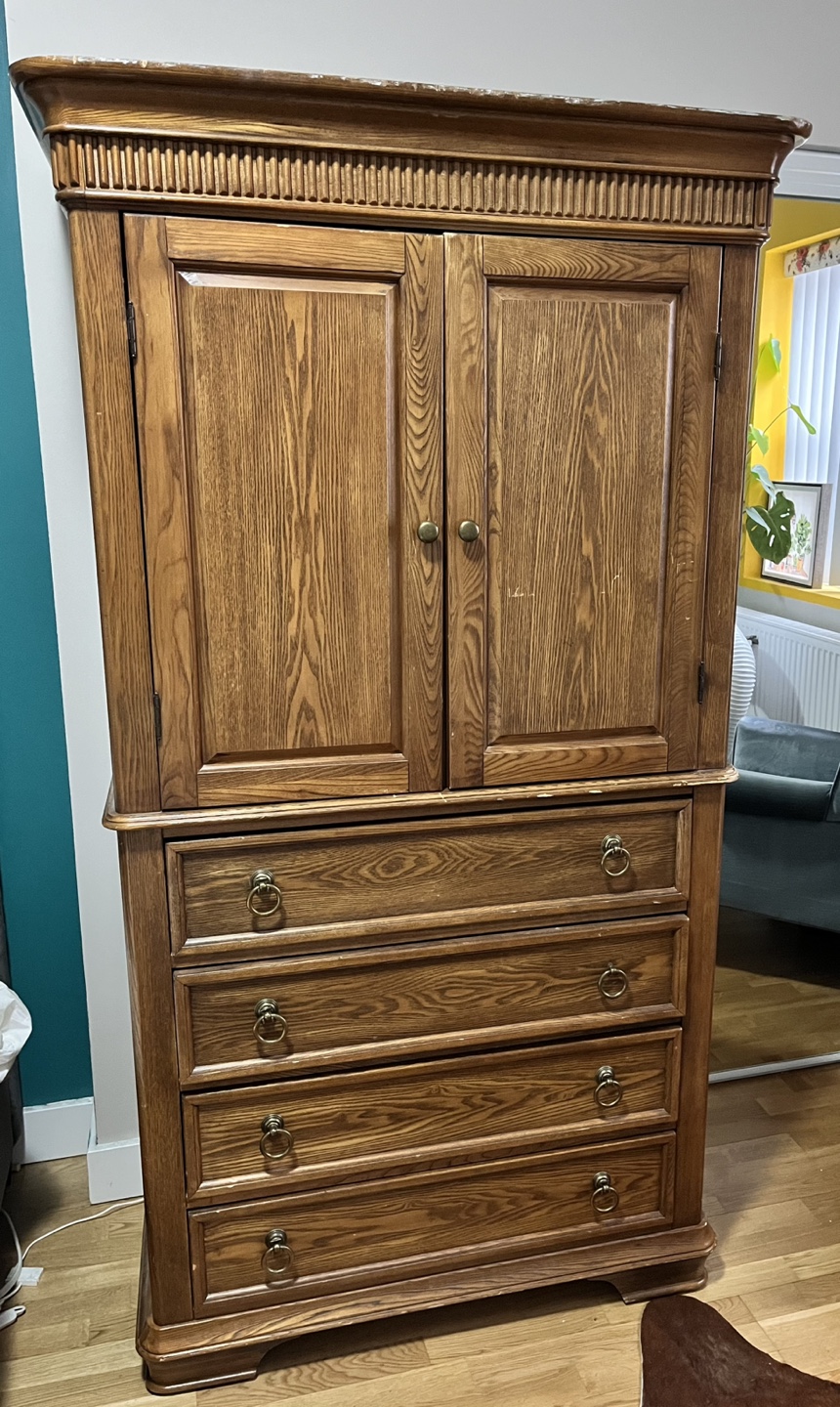 Solid Wood Armoire with Four Drawers