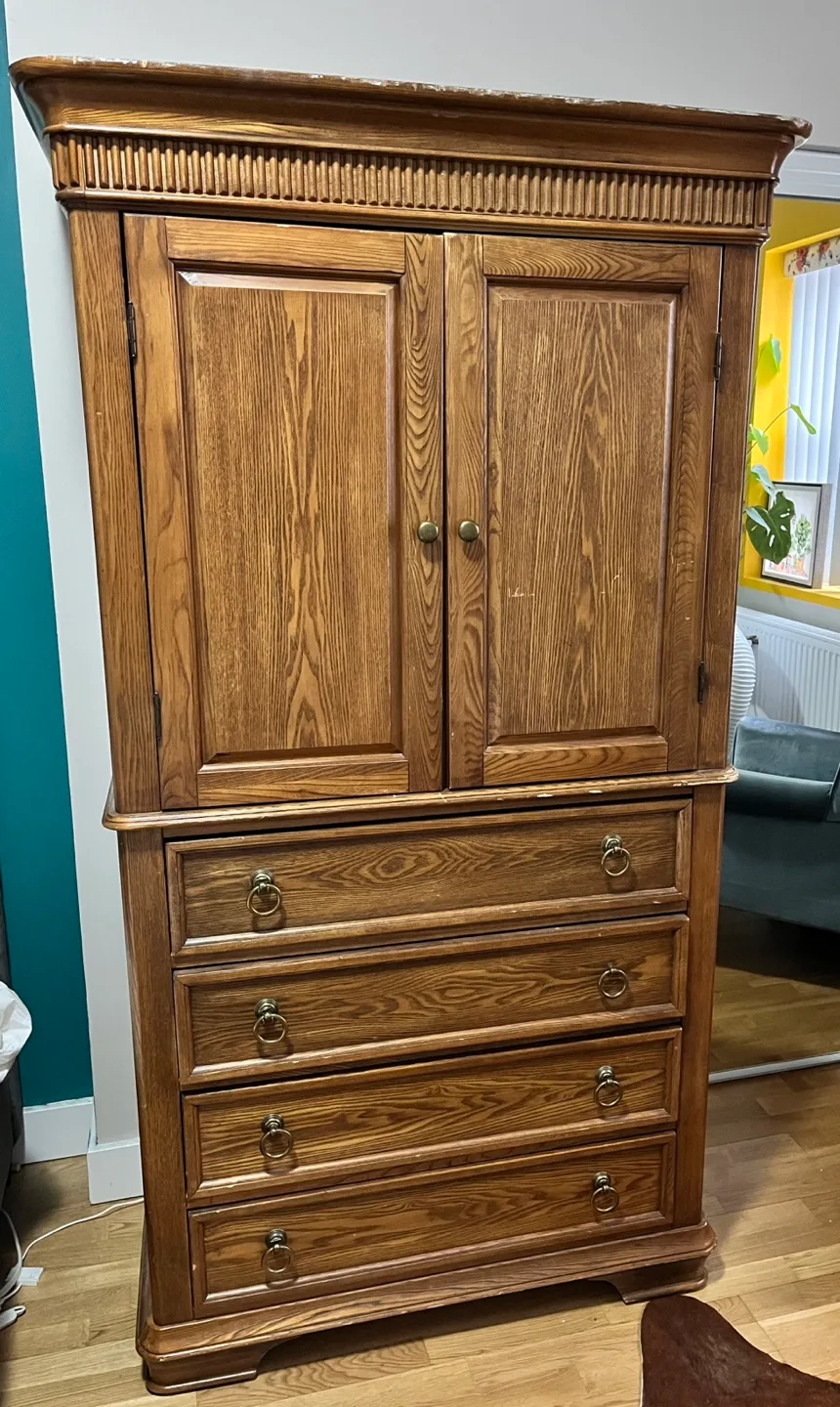 Solid Wood Armoire with Four Drawers thumbnail