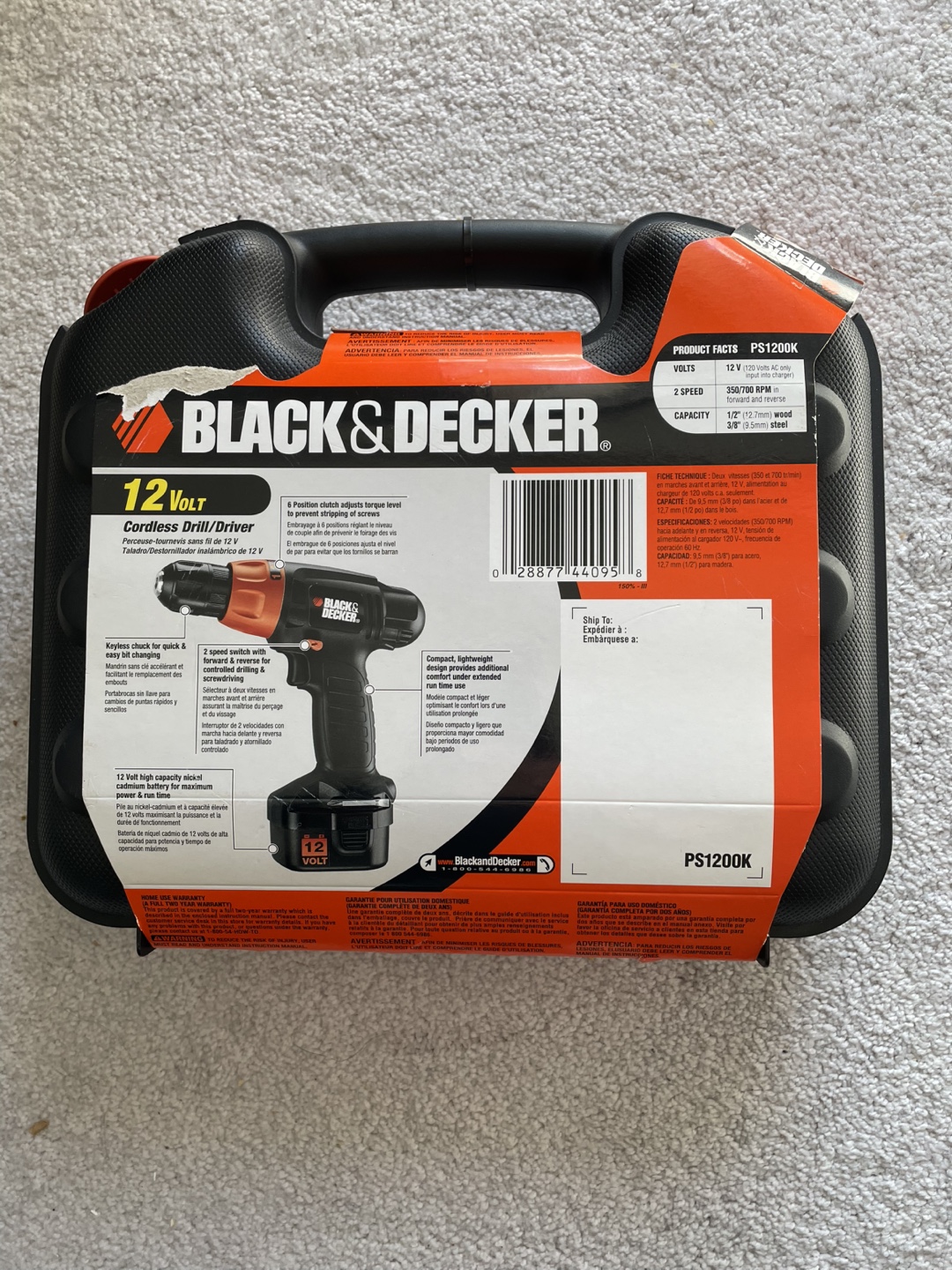 Black & Decker 12V Cordless Drill/Driver PS1200K - photo 3
