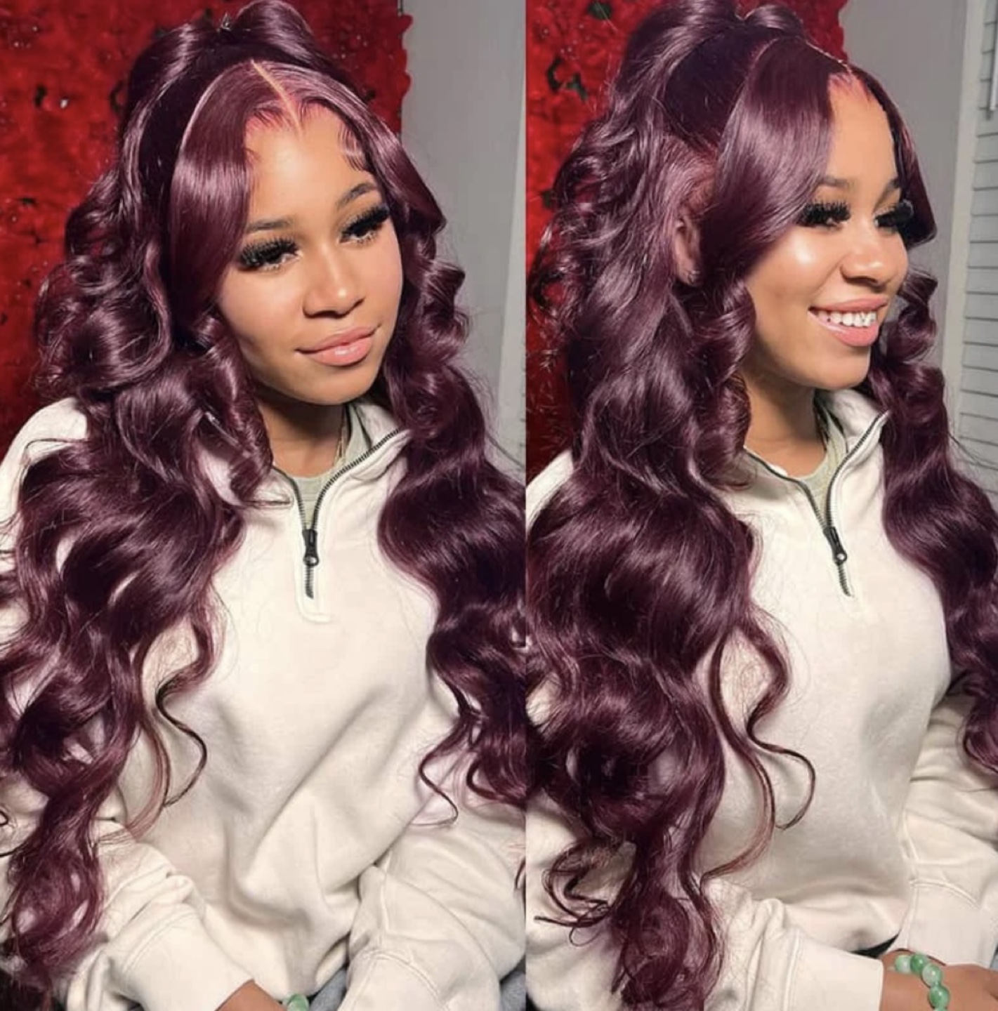 Dark Purple Trendy Color Layered Cut Body Wave Wig Human Hair - photo 3