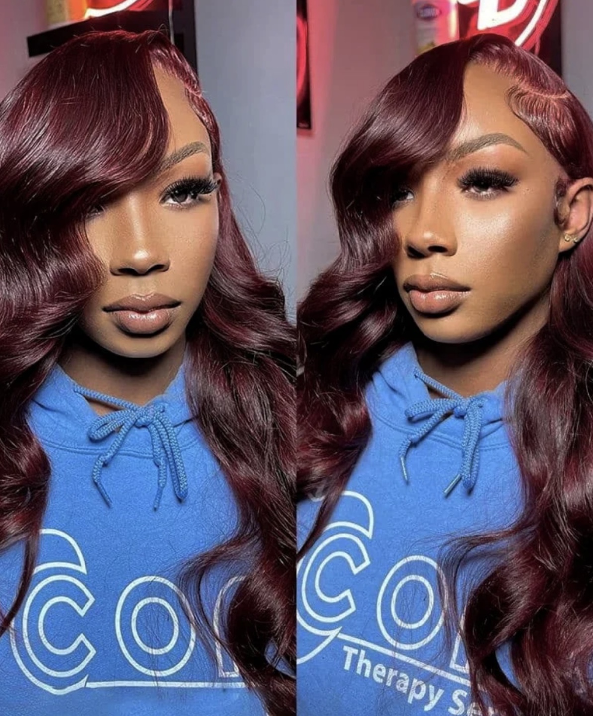 Dark Purple Trendy Color Layered Cut Body Wave Wig Human Hair - photo 4