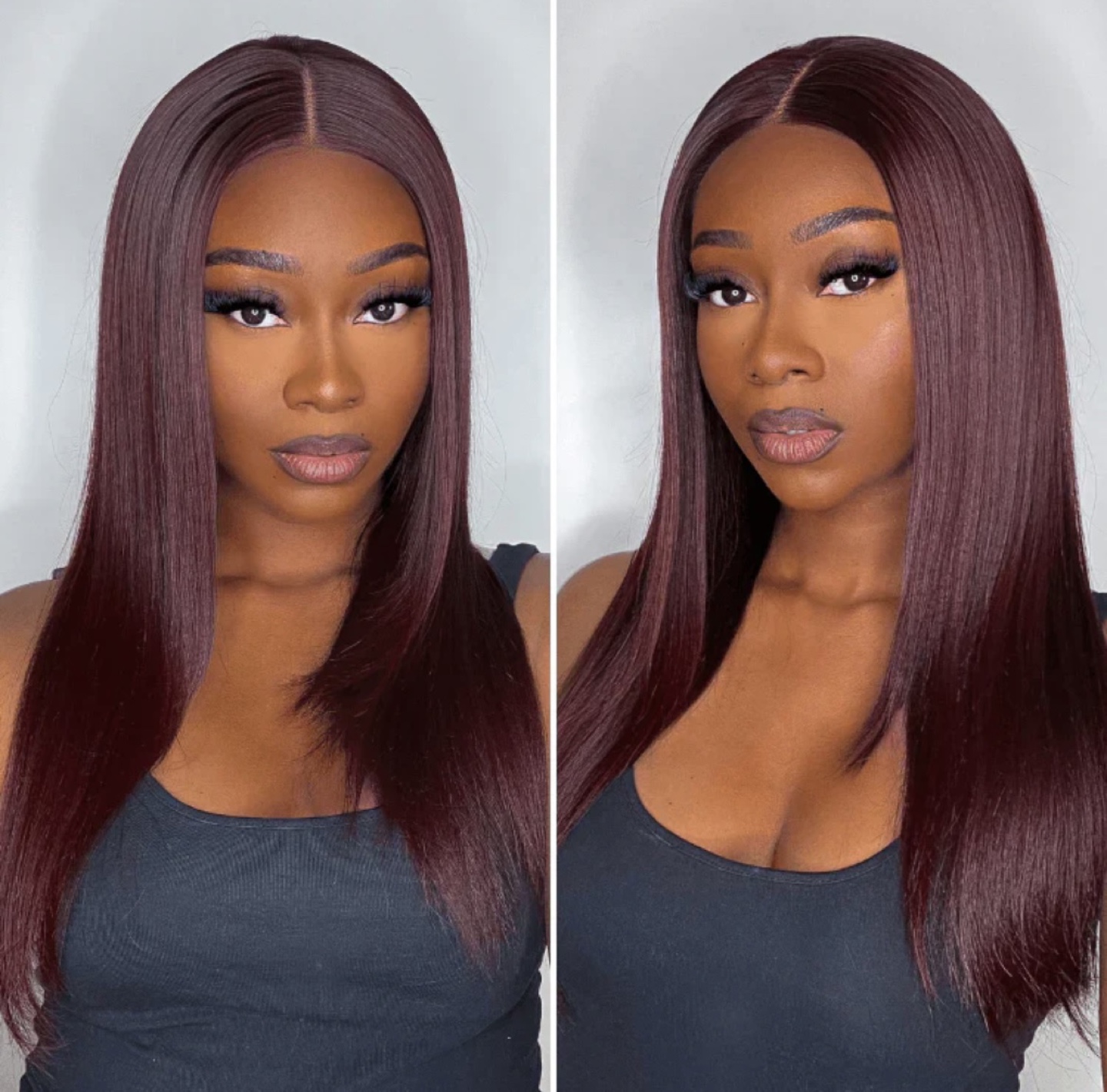 Dark Purple Trendy Color Layered Cut Body Wave Wig Human Hair