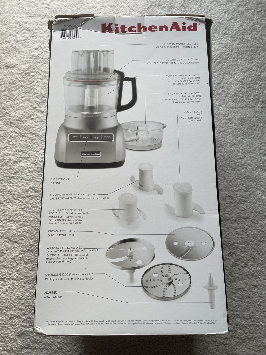 KitchenAid 9-Cup Food Processor - Silver - photo 2
