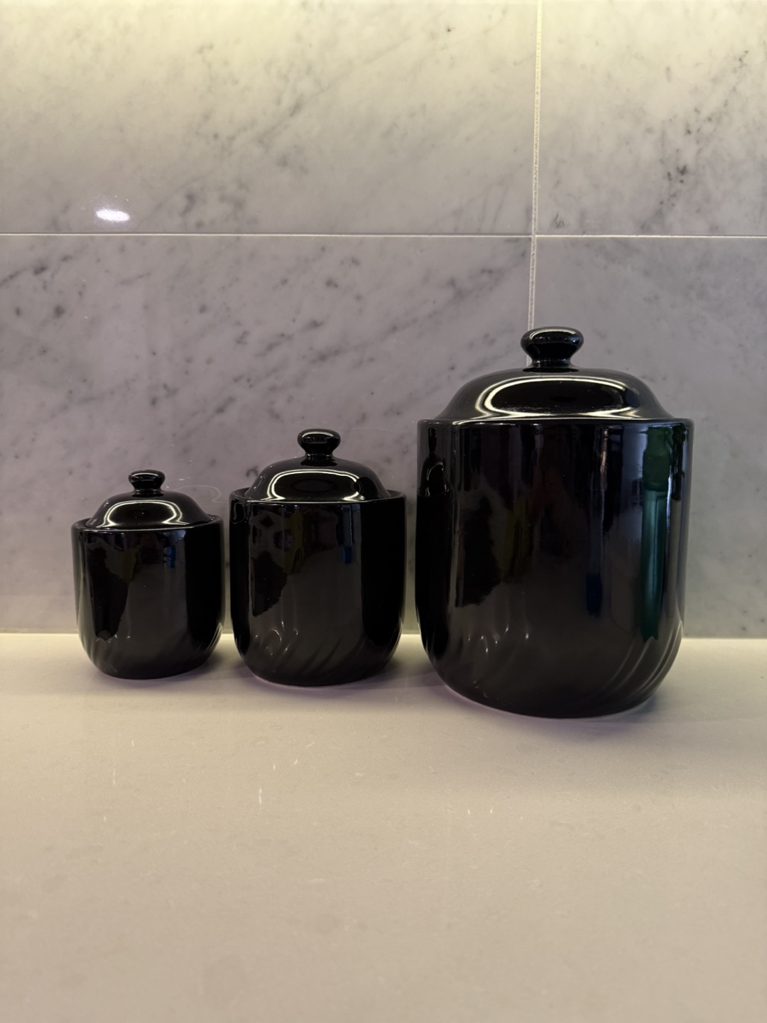 Black Ceramic Canister 3pc Set