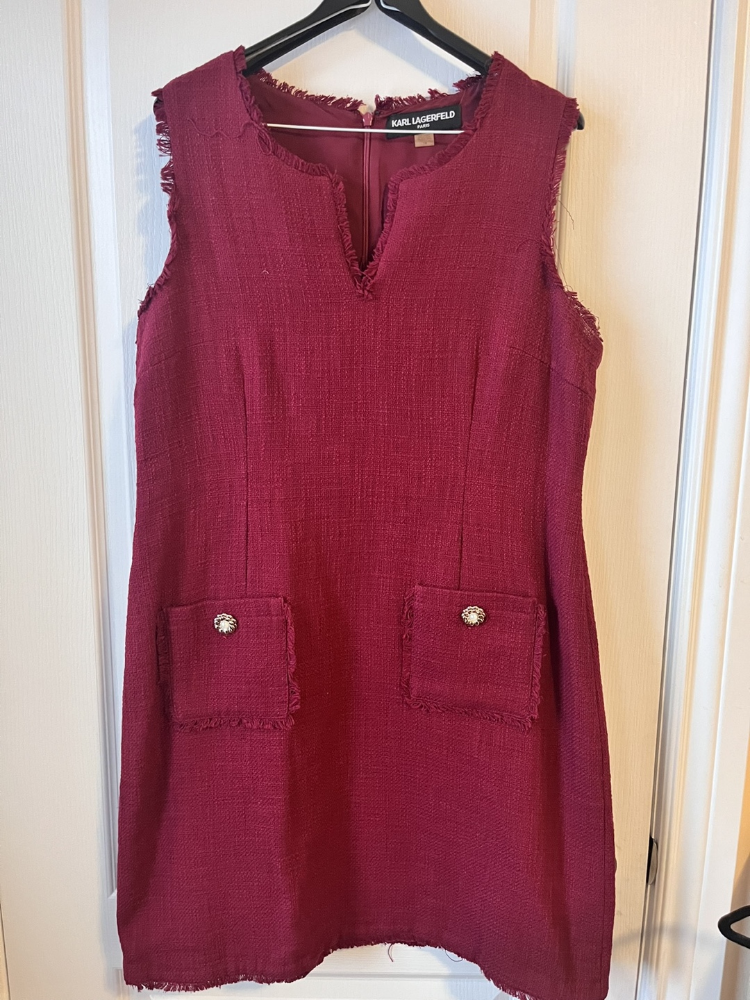 Karl Lagerfeld Paris burgundy tweed sleeveless dress size 14