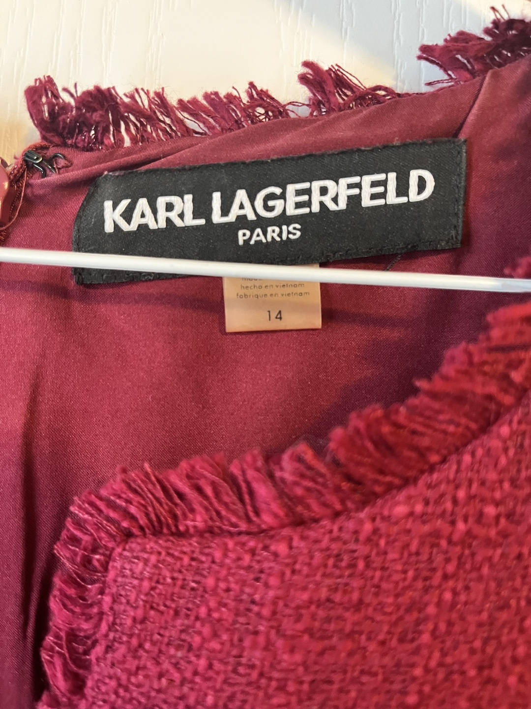 Karl Lagerfeld Paris burgundy tweed sleeveless dress size 14 - photo 3