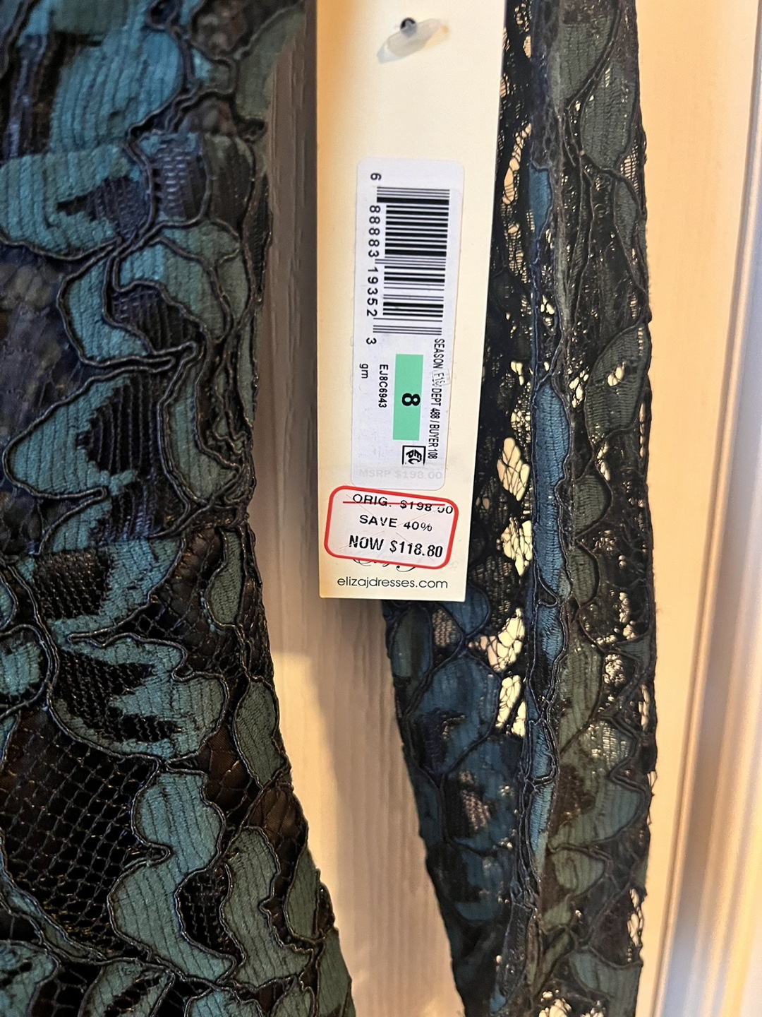 Elegant Elia J Dark Green Lace Dress, Size 8 - photo 3