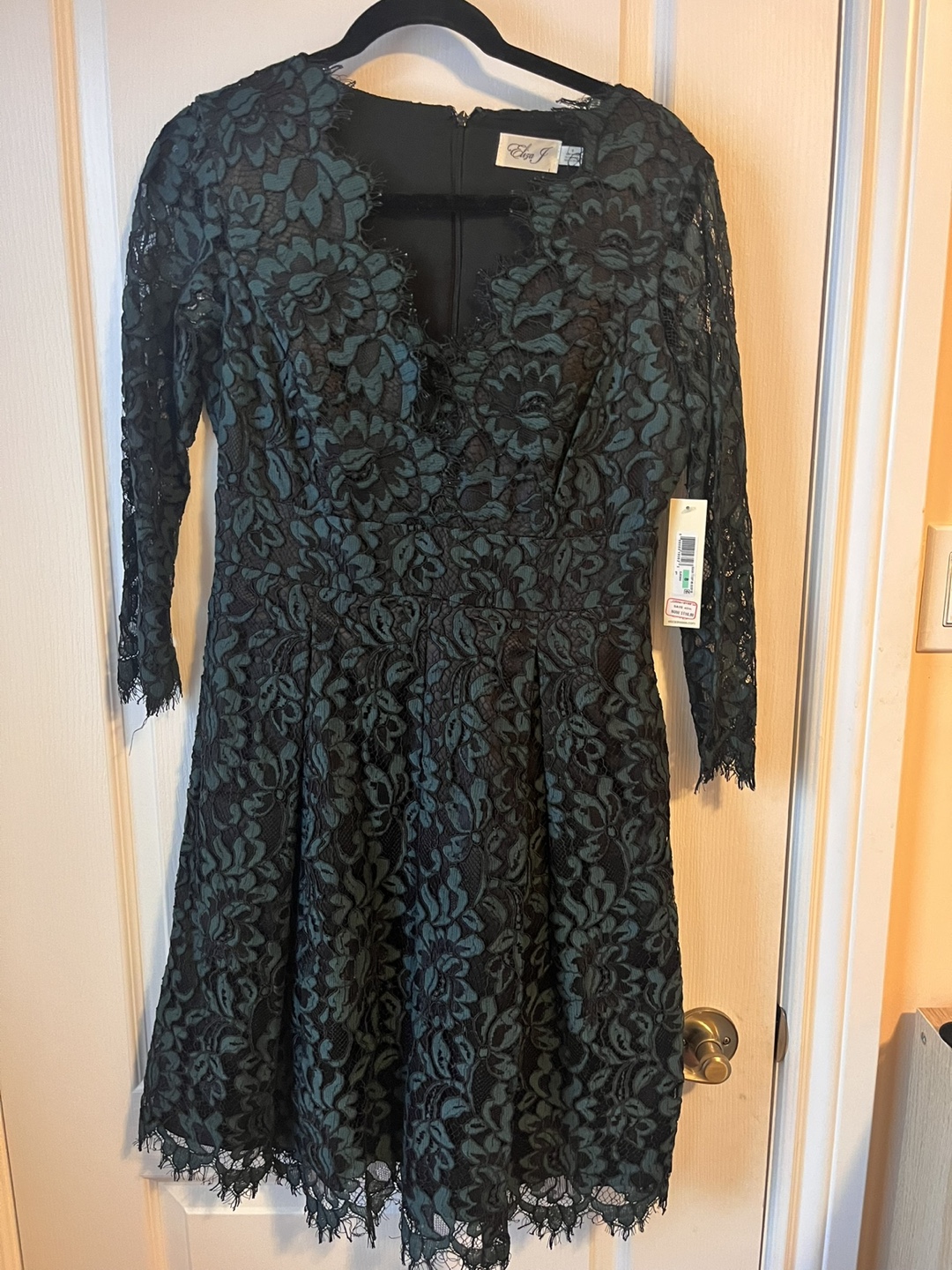 Elegant Elia J Dark Green Lace Dress, Size 8