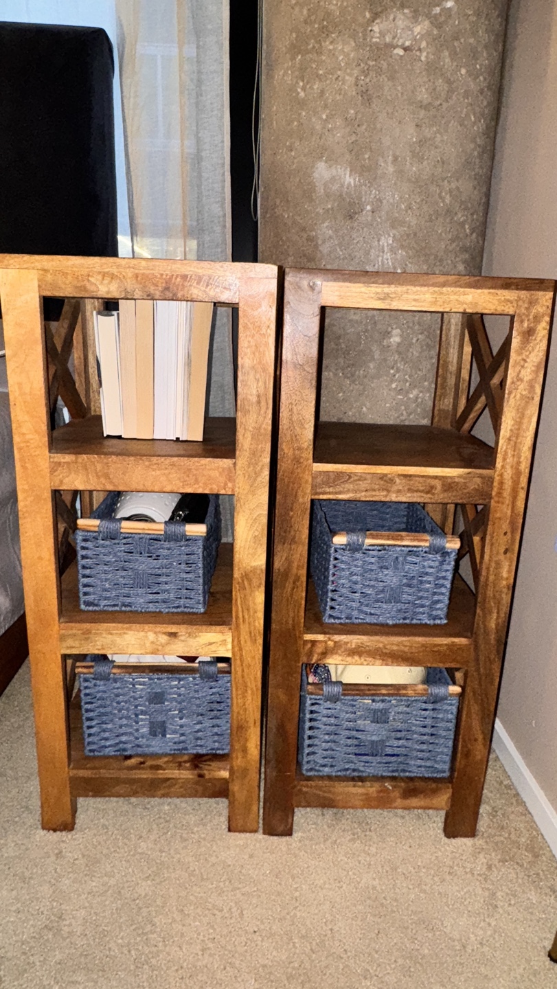 Set of Wooden 3-Shelf Storage Unit