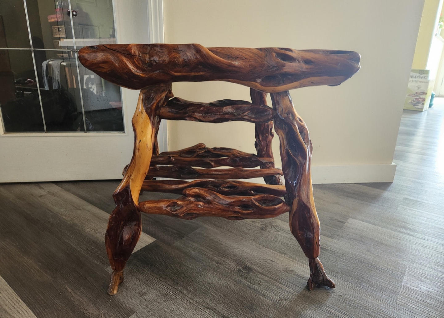 Antique handmade wood end table - photo 2