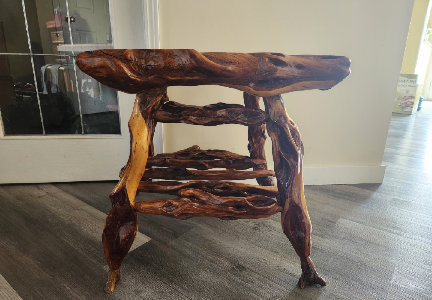 Antique handmade wood end table