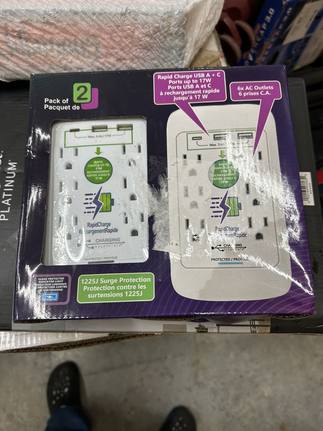 2-Pack RapidCharge Surge Protector Power Bar