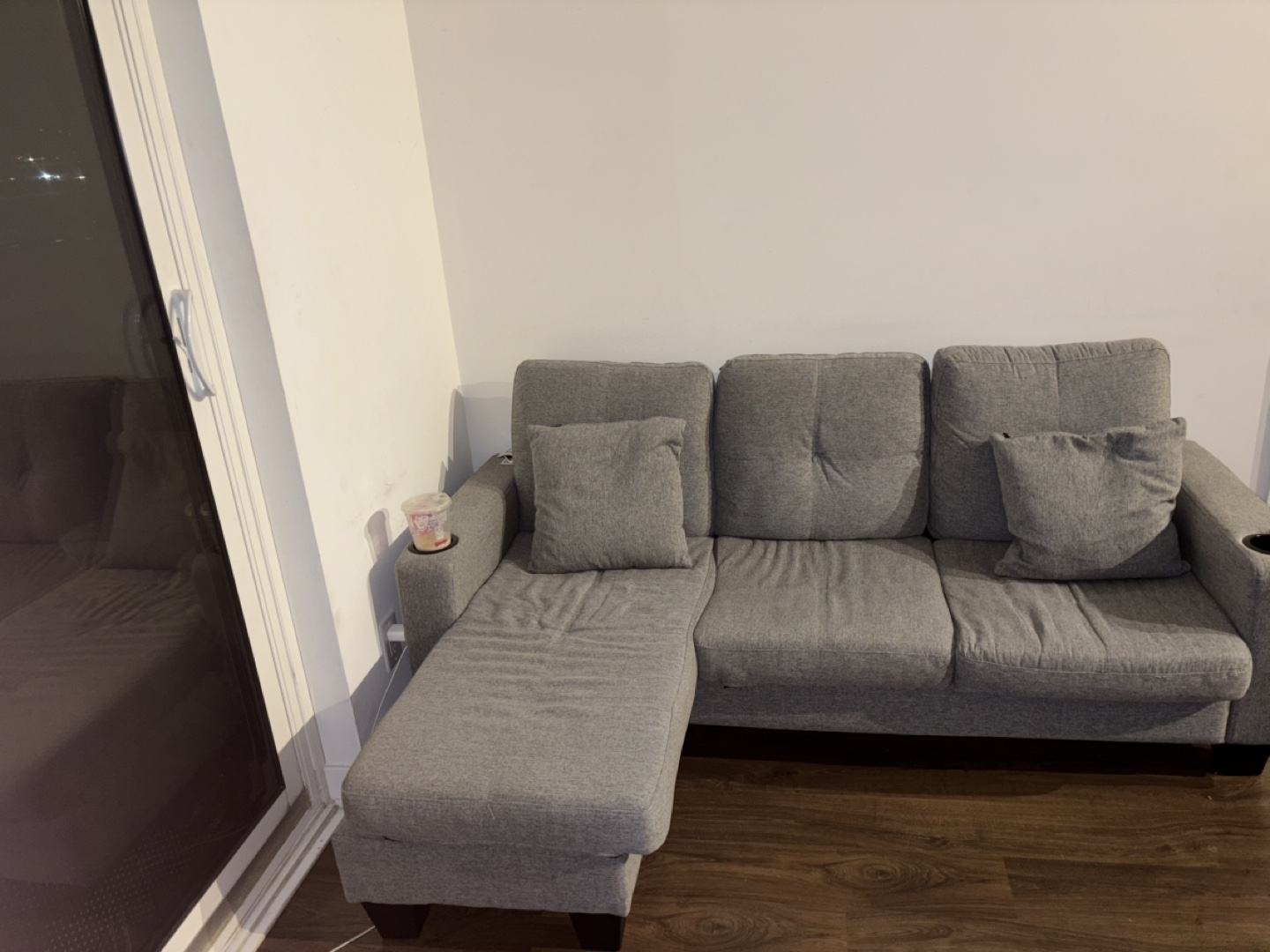 Grey Sectional Sofa with Cup Holders - photo 2