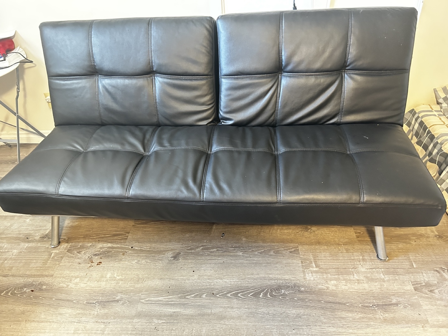Black Faux Leather Futon