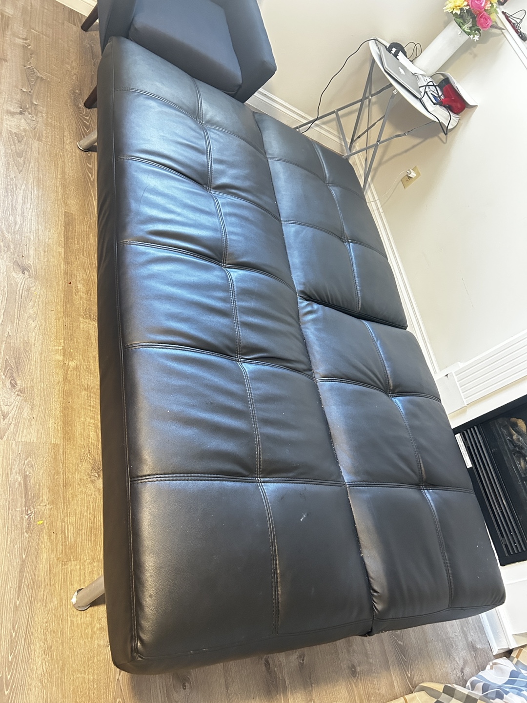 Black Faux Leather Futon - photo 2