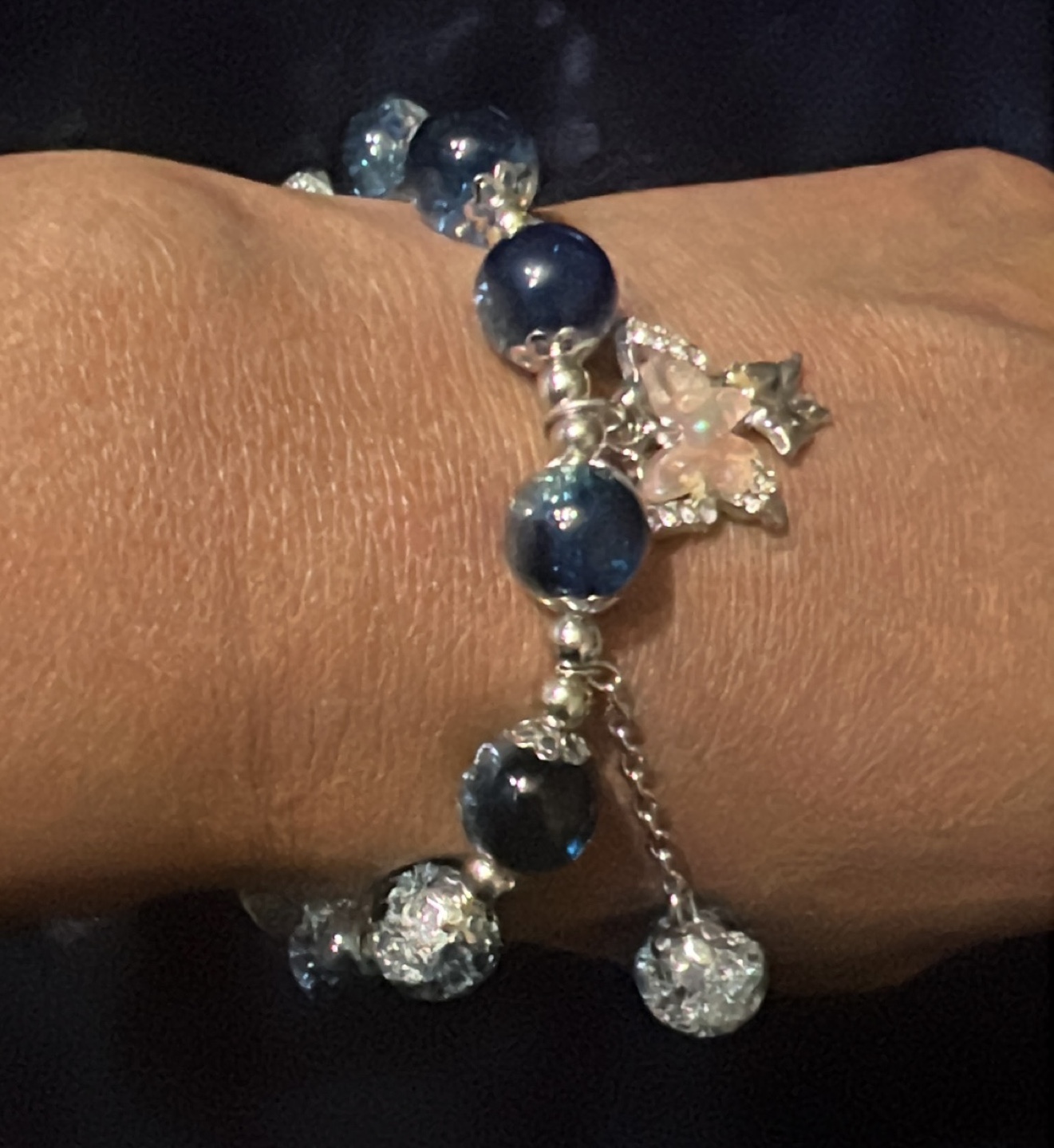 Beaded Bracelet with Butterfly Charm