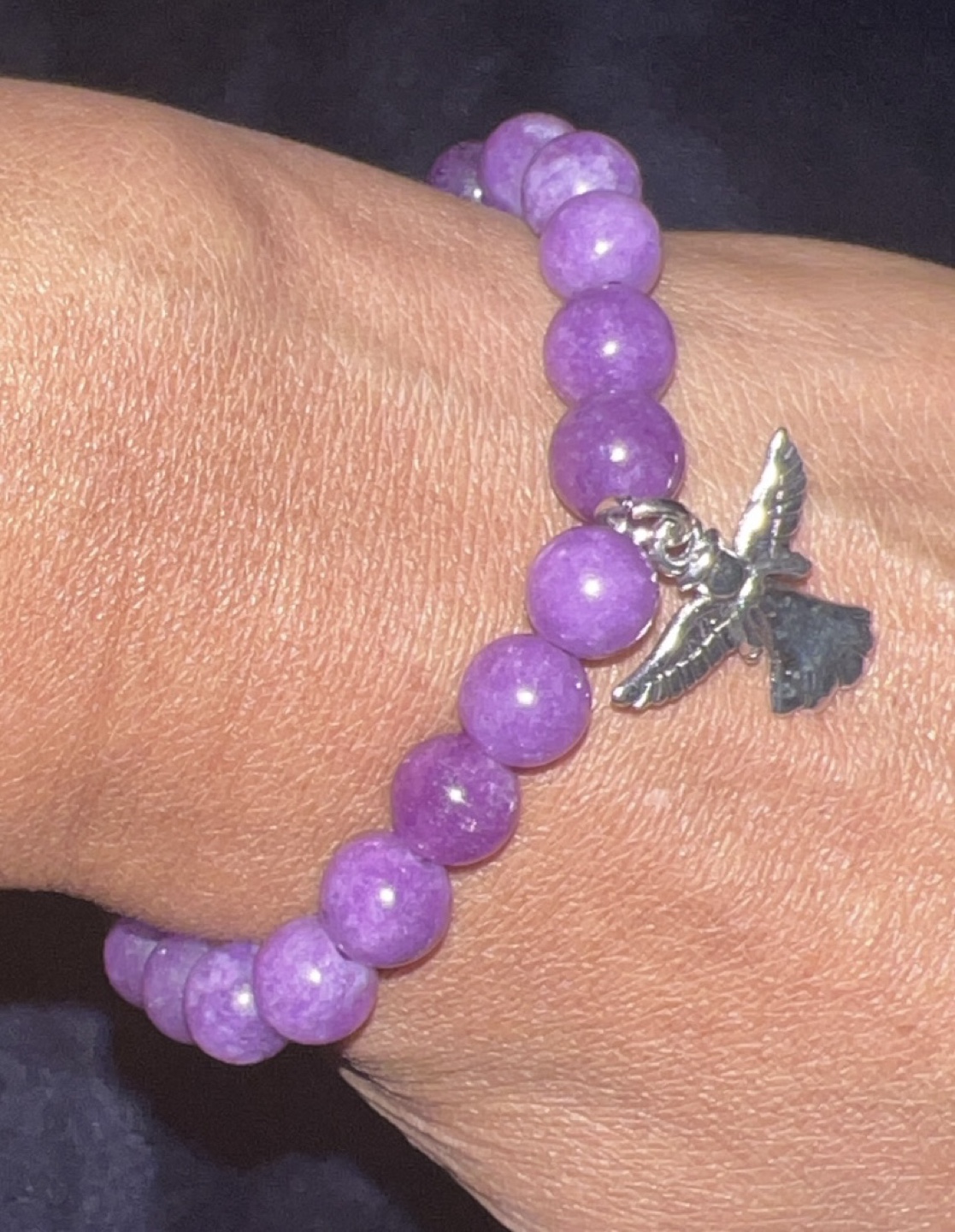 Purple Beaded Bracelet with Angel Charm - photo 2
