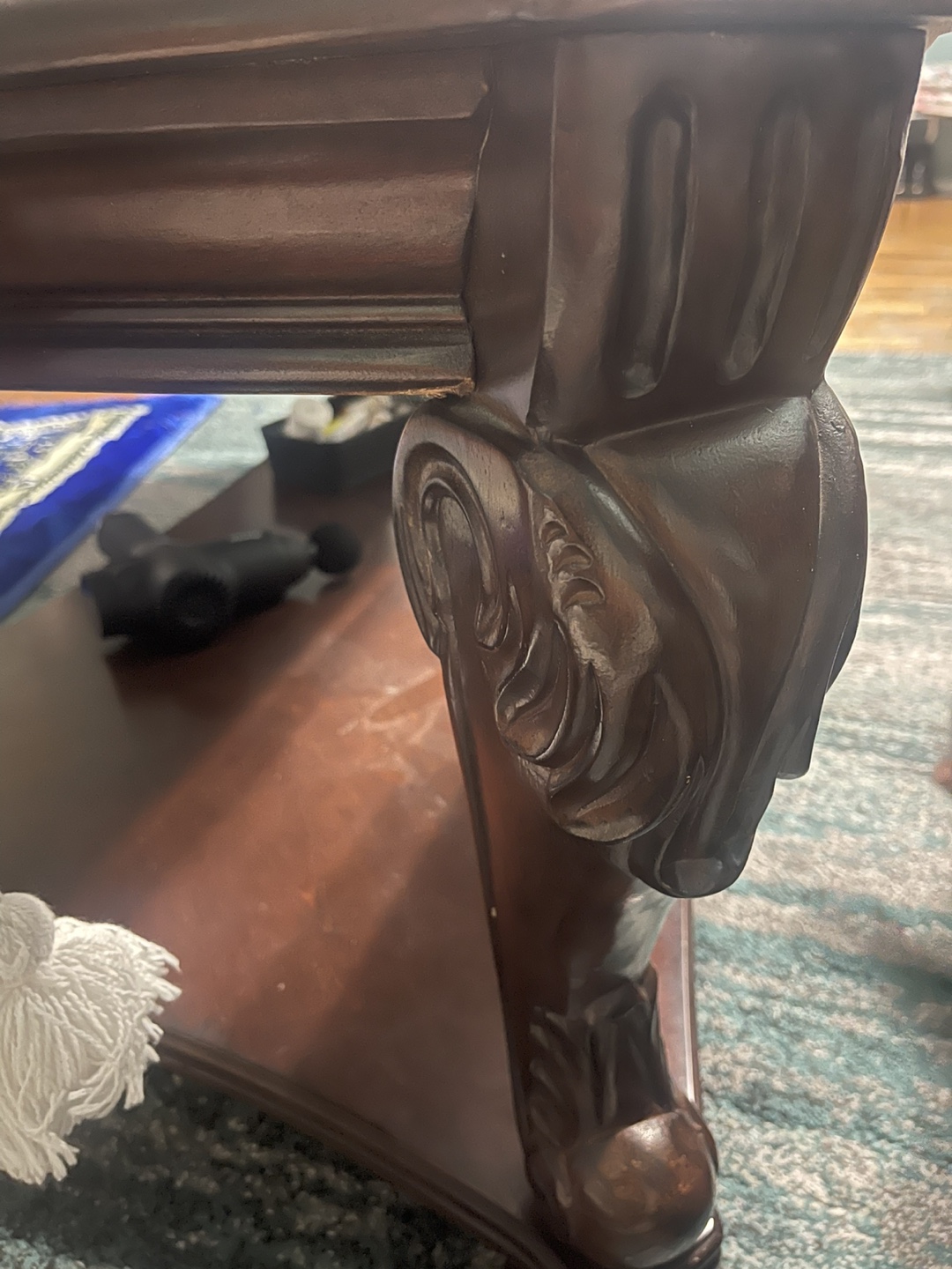 Dark Wood Coffee Table with Glass Top - photo 4