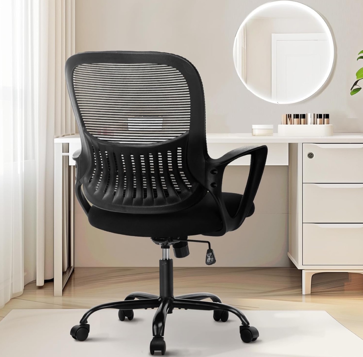 Black Mesh Office Chair with Adjustable Height - photo 2