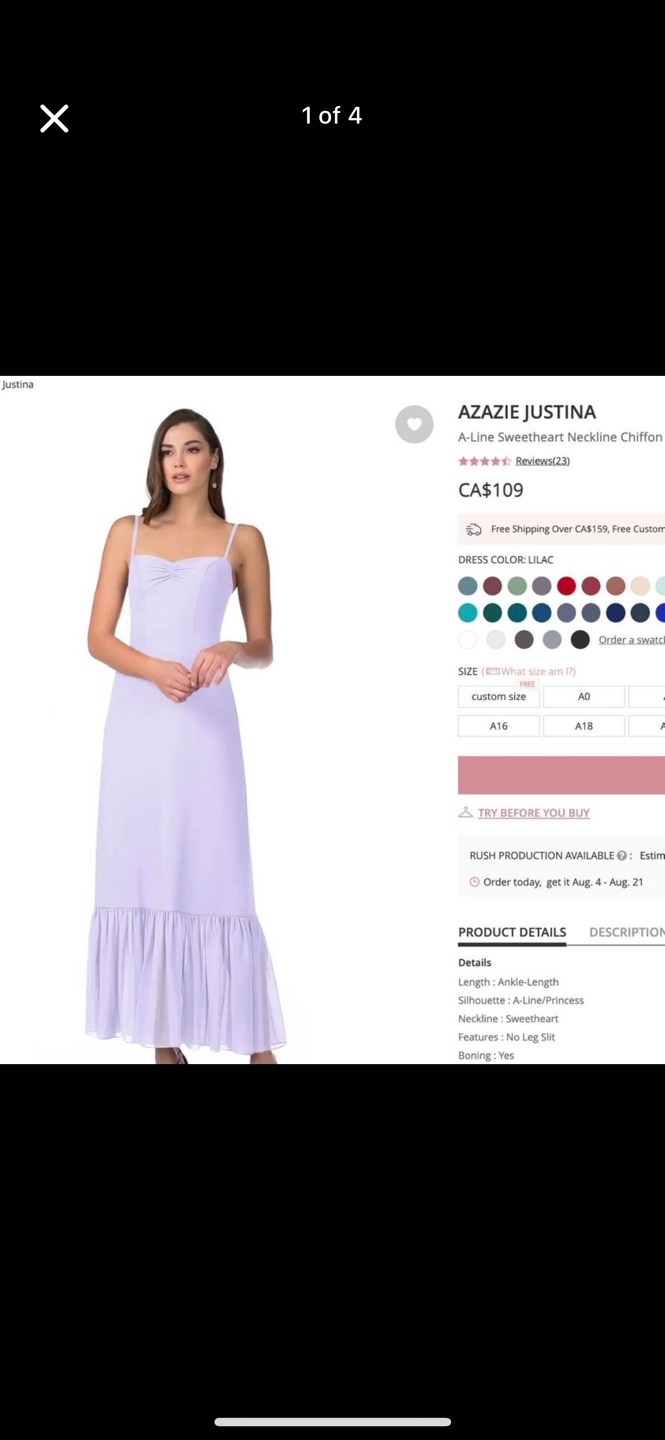 Azazie Justina Lilac A-Line Dress