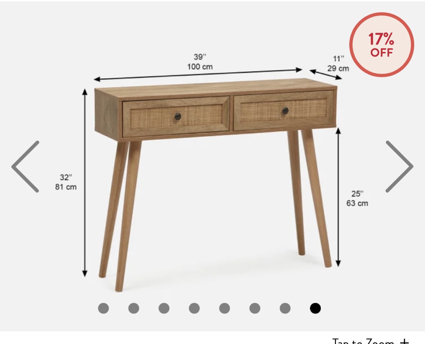 Mid-Century Modern Console Table with Two Drawers - photo 2