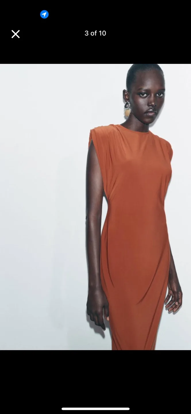 BNWT zara size small long dress with shoulder pads image indicator(3)