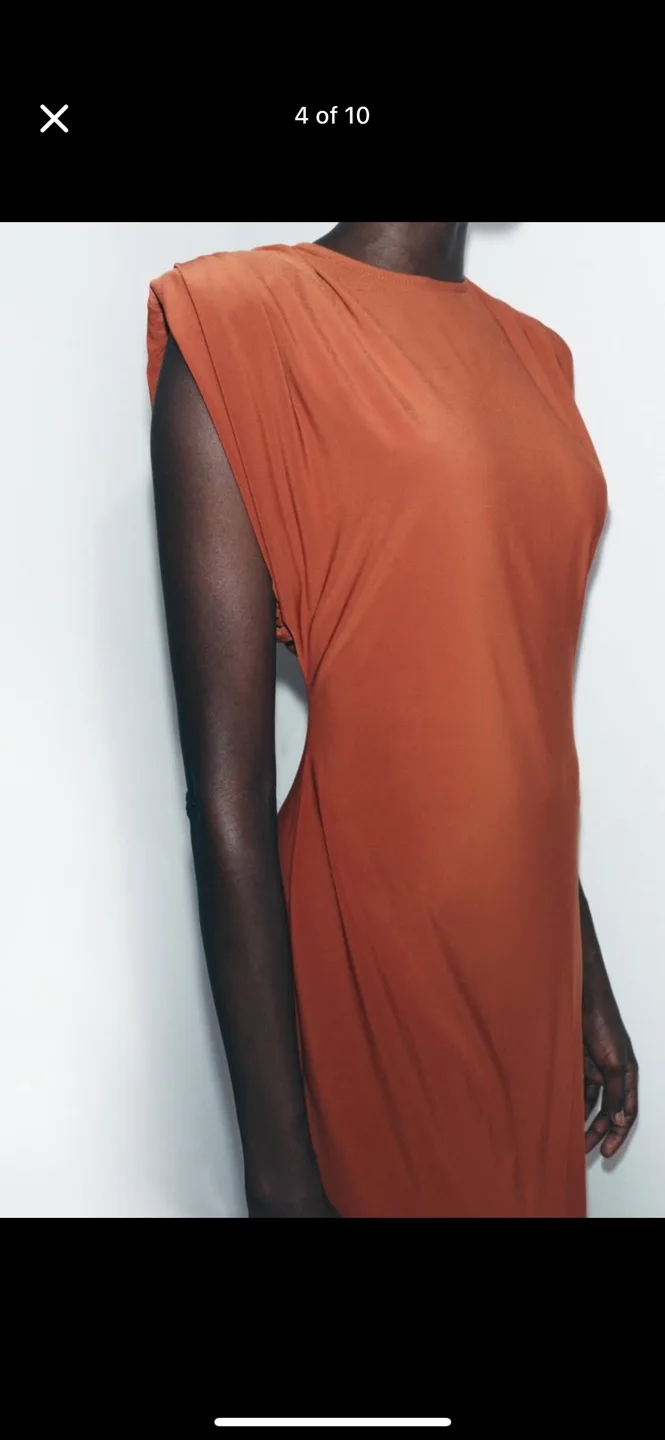 BNWT zara size small long dress with shoulder pads image indicator(4)