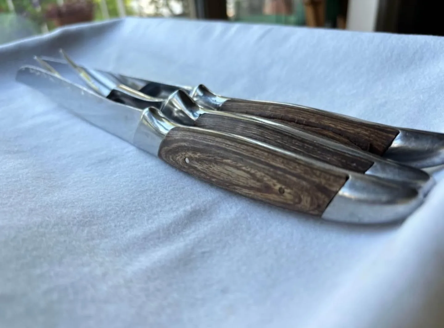 Vintage 3 Pc Japanese Pakkawood & Stainless Steel Carving Set image indicator(3)