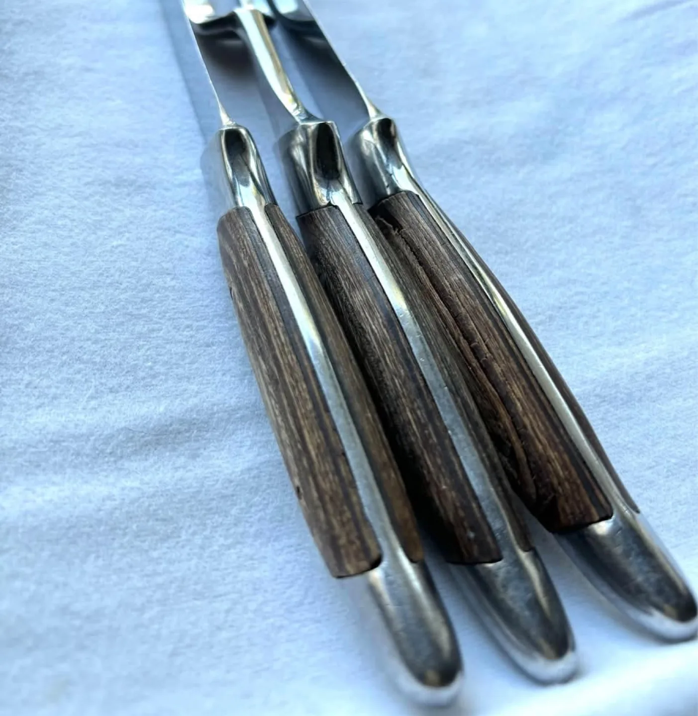 Vintage 3 Pc Japanese Pakkawood & Stainless Steel Carving Set image indicator(4)