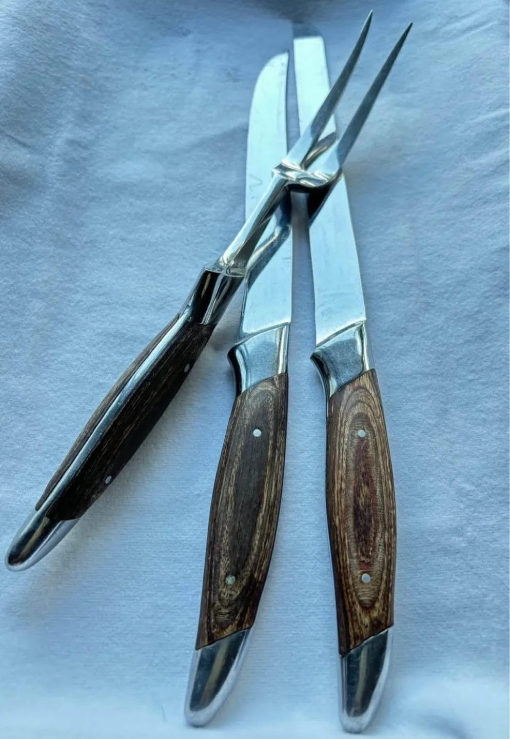 Vintage 3 Pc Japanese Pakkawood & Stainless Steel Carving Set image indicator(7)