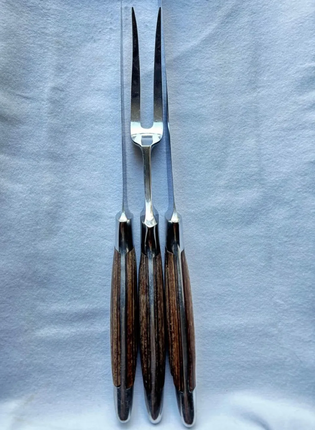 Vintage 3 Pc Japanese Pakkawood & Stainless Steel Carving Set image indicator(5)
