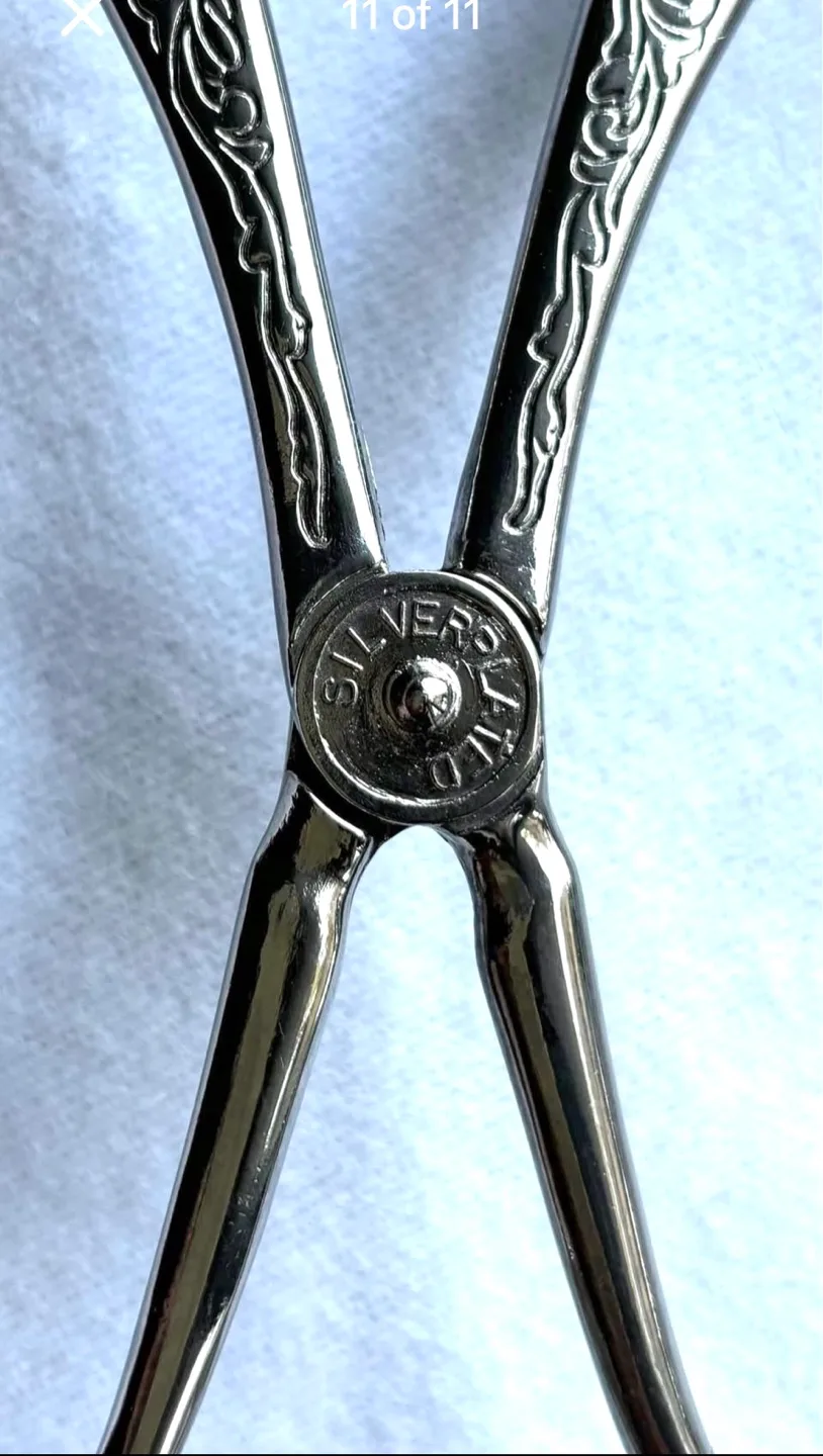 Vintage Silver-Plated Scissor Serving Tongs image indicator(9)