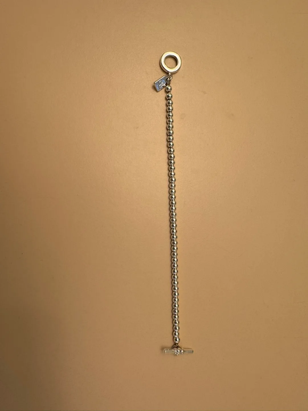 Ralph Lauren Silver Beaded Bracelet with Toggle Clasp thumbnail