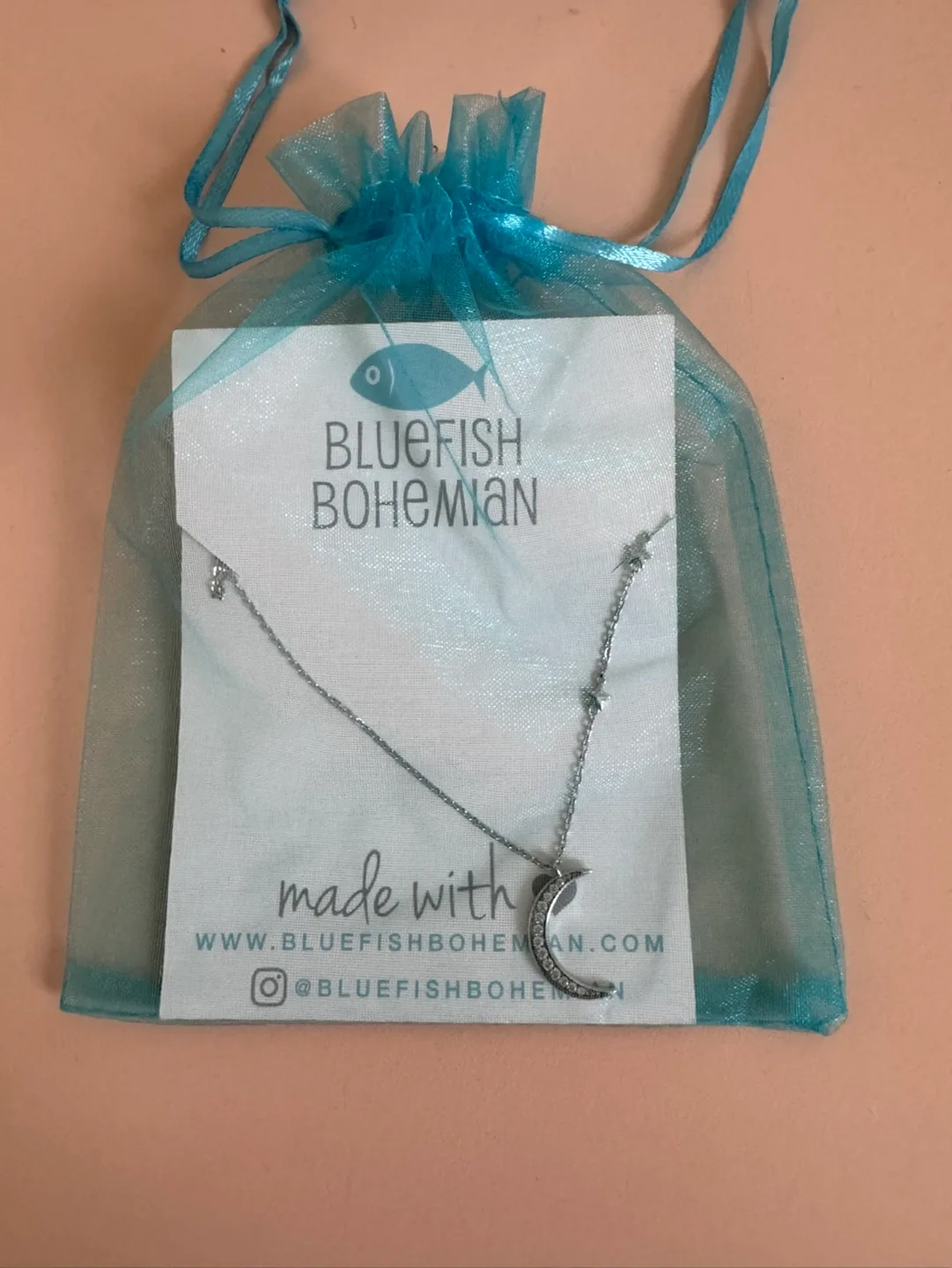 Bluefish Bohemian Crescent Moon and Stars Necklace thumbnail