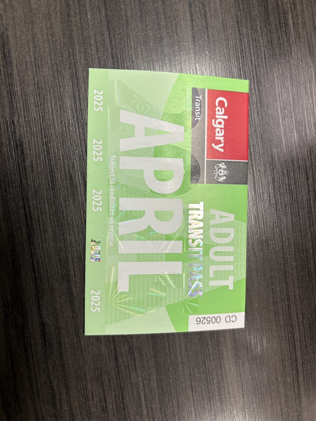 Adult Calgary Transit Pass April 2025