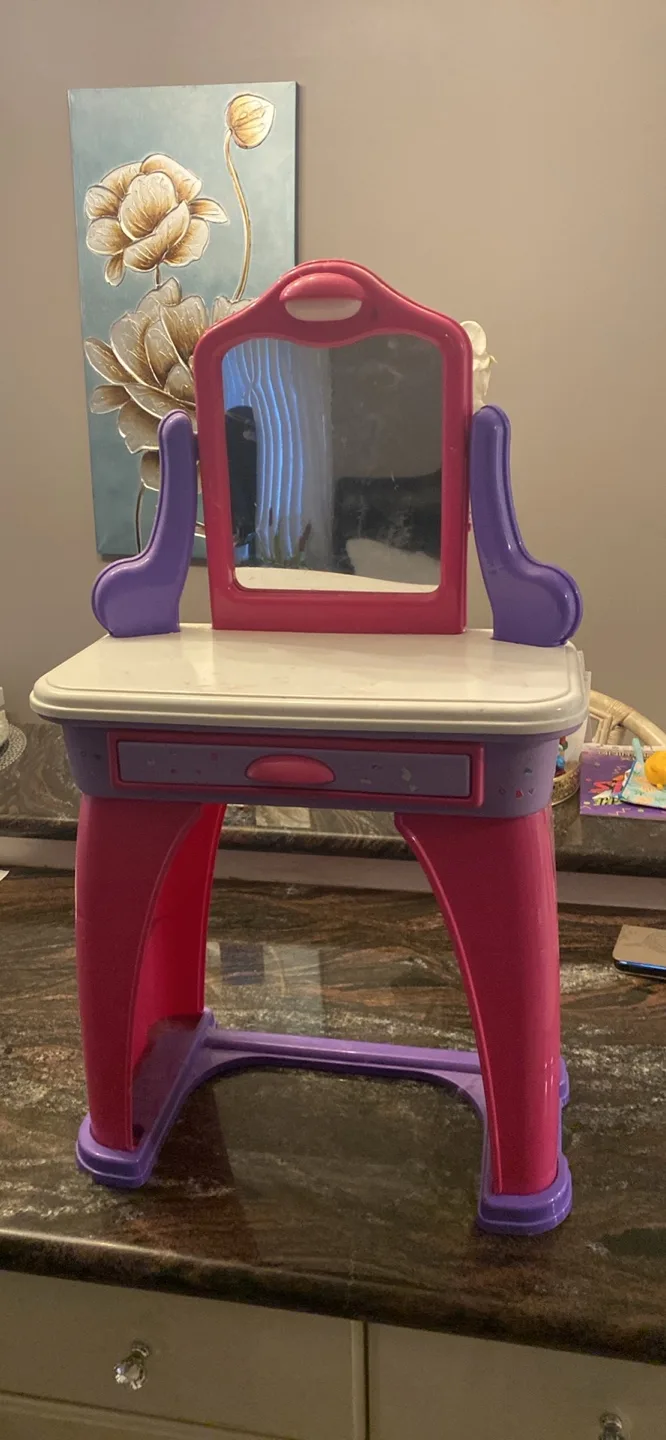Kids' Pink Vanity Set with Mirror and Drawer image indicator(3)