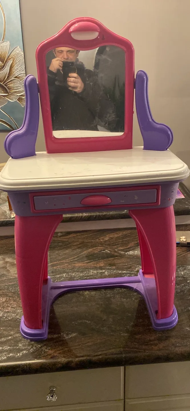 Kids' Pink Vanity Set with Mirror and Drawer image indicator(2)