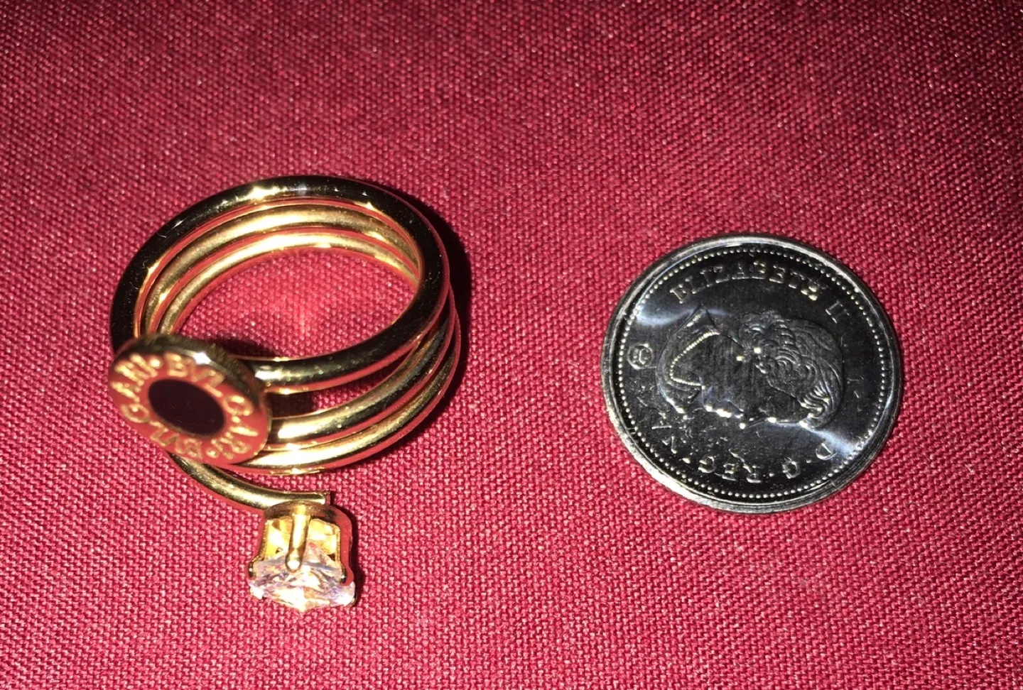 Gold Tone Ring with Black and Clear Stones image indicator(2)